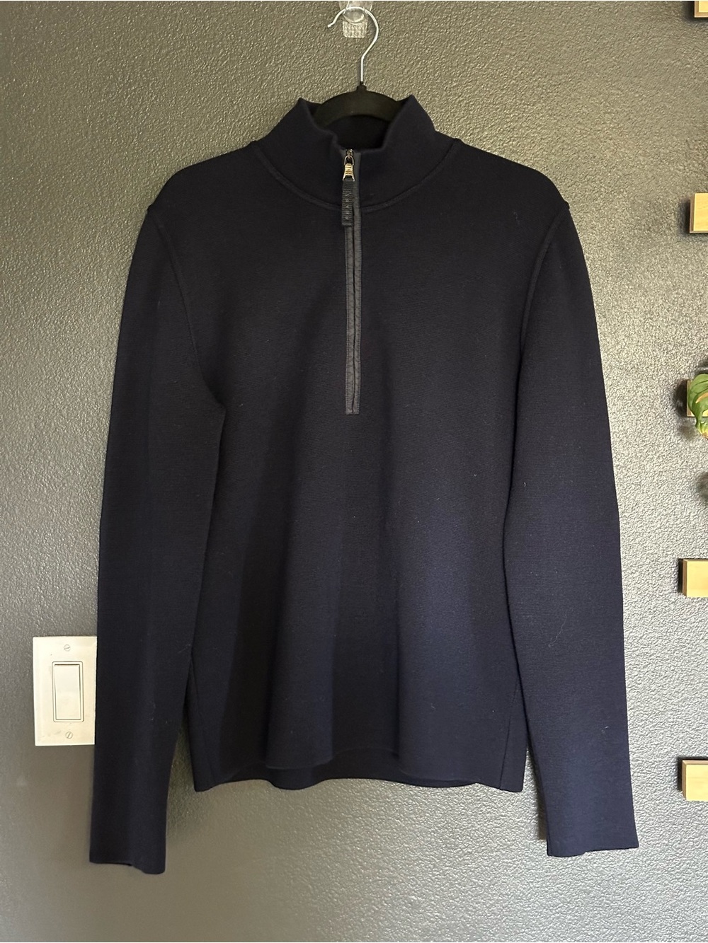 Prada Sport Navy Half Zip Wool Sweater Pullover Italy Size 52
